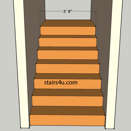 clear stairway width with walls