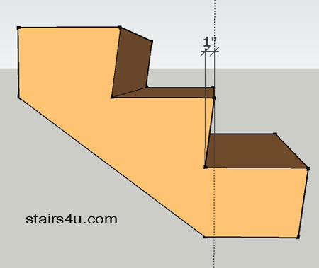 one inch stair tread undercut 3d side view