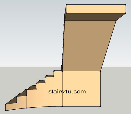 right side elevation of flared lower l shaped design stairs