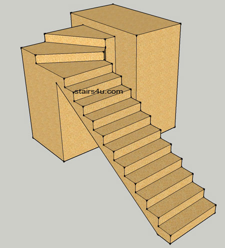 upper winder stair design with lower section straight