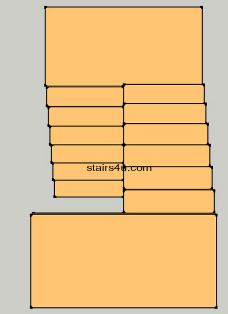 floor plan design of u shaped stairs with walls 