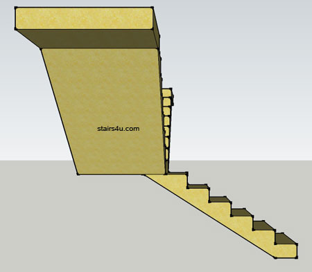 left side view elevation of y shaped stairway