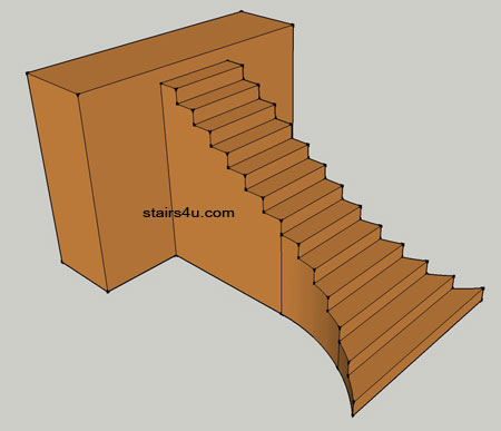 illustration of straight stairway with flared bottom