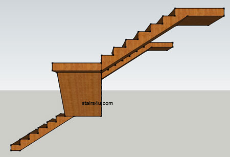 Double Landing Y Stairs