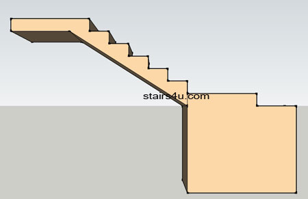 back elevation view of winder type stair design