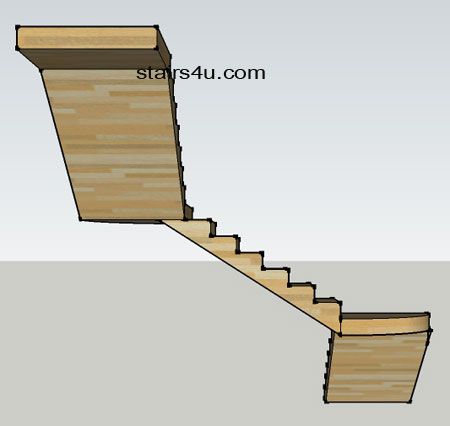 back elevation z stairway design with circular shaped landings or platforms
