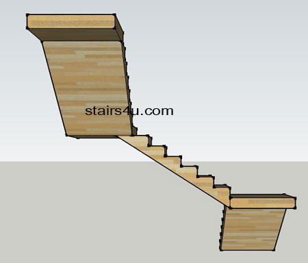 back view elevation of stairway with z shape and design