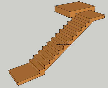 straight stair design with lower and upper landings