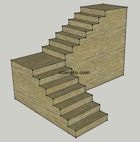 l shaped stairway design with walls underneath