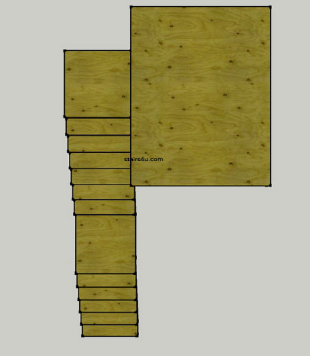 floor plan design of straight stairs with mid and top landing