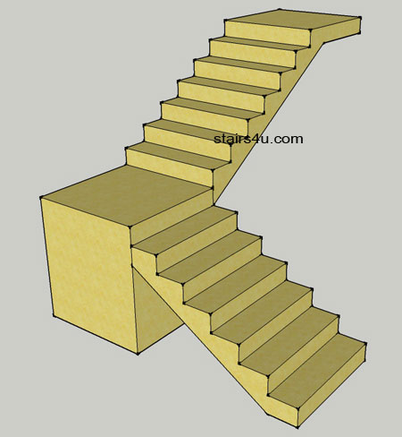 l shaped stair design with supporting walls under landing