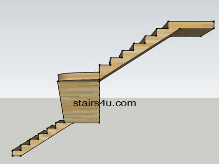 right elevation view of z shaped staircase architectural design