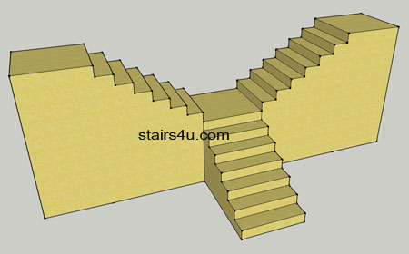 stair design in shape of y with walls under