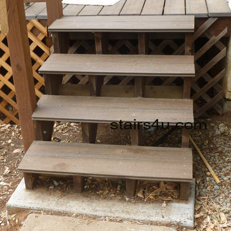 exterior stairs with engineered decking materials for treads